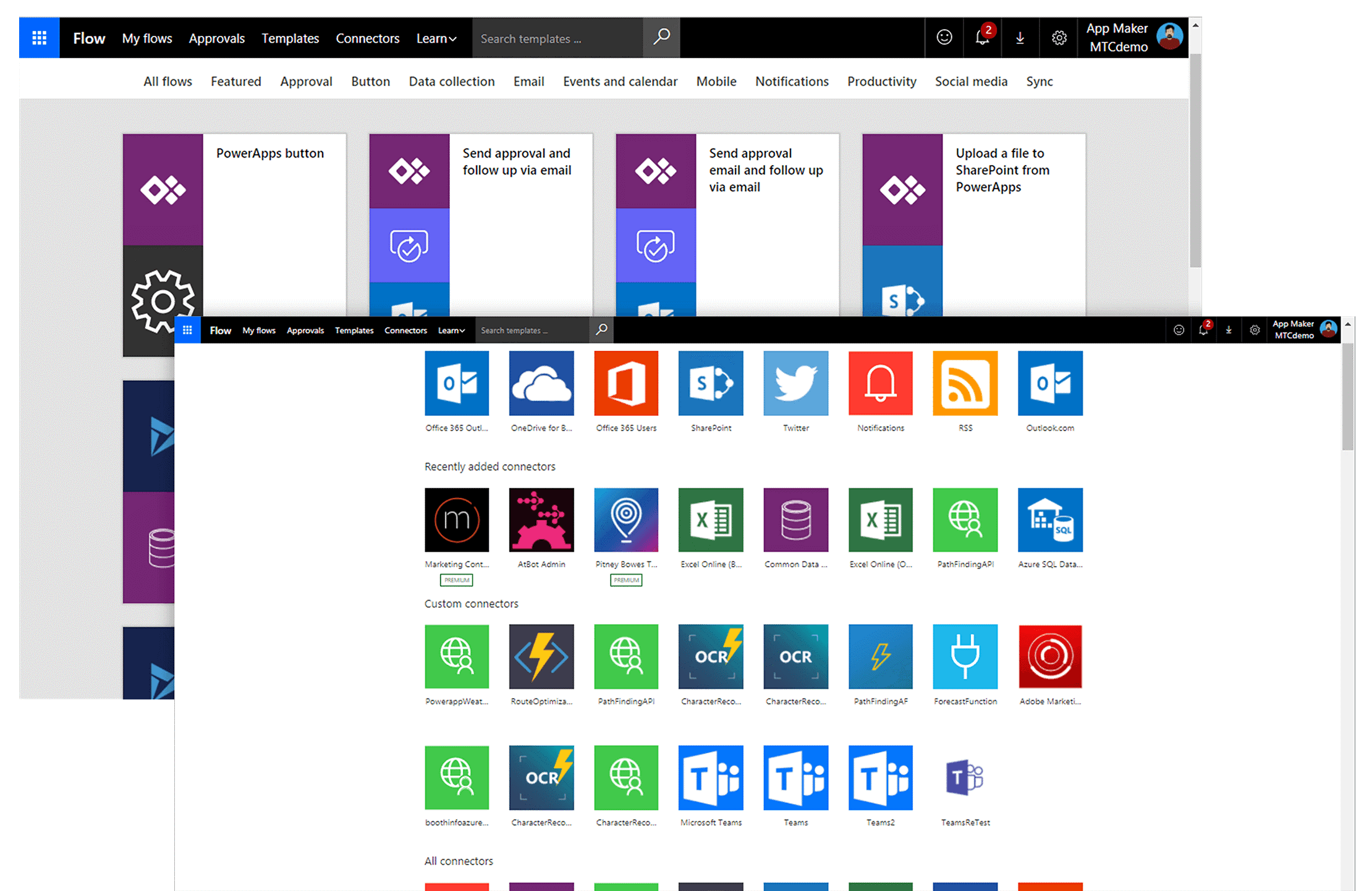Screenshot of Microsoft Power Automate Connector Library